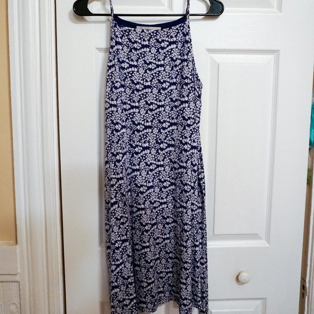 LOFT Sleeveless Petite Blue Floral Dress